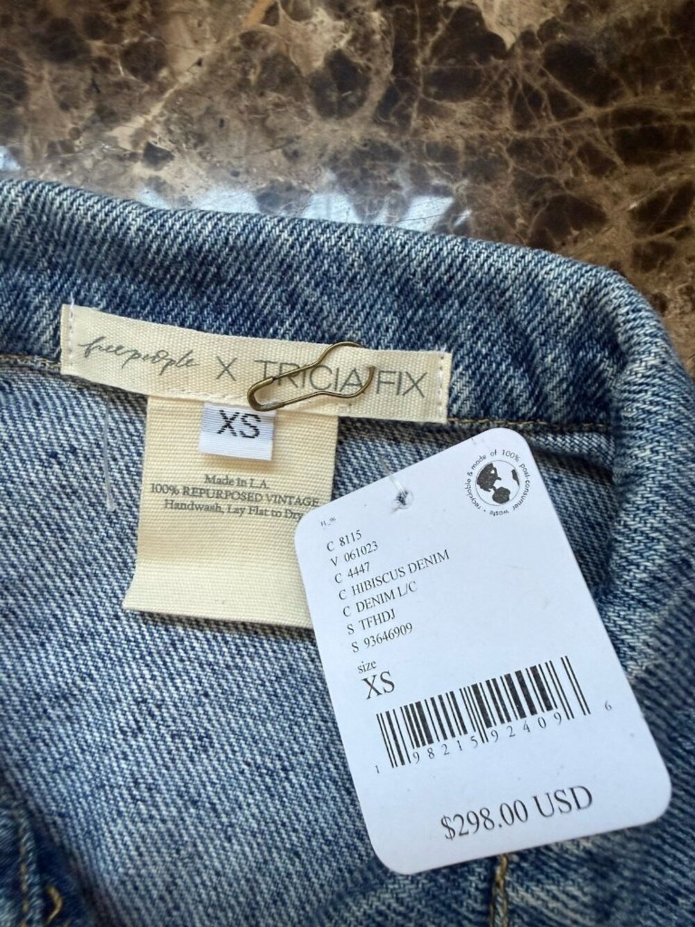 Free People x THNCLAFIX Women’s XS Hibiscus Denim Jacket Floral NWT - Picture 8 of 13